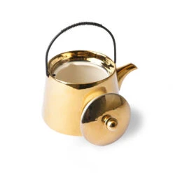 HK Living ACE6740 Bold & Basic Theepot 700 Ml Aardewerk Goudkleurig -Koffie Thee Winkel ace6740 lr b 01