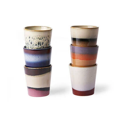 HK Living 70's ACE6857 Mok 200 Ml Aardewerk Dunes-Air-Sunset-Frost-Tornado-Hail 6-delig 1 HK Living 70's ACE6857 Mok 200 Ml Aardewerk Dunes-Air-Sunset-Frost-Tornado-Hail 6-delig