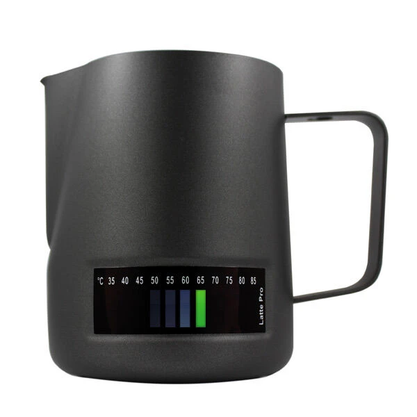 Latte Pro Melkkan Met Temperatuurindicatie 600 Ml Zwart 1 Latte Pro Melkkan Met Temperatuurindicatie 600 Ml Zwart