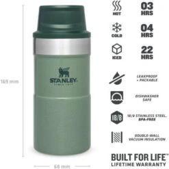 Stanley The Trigger-Action Travel Mug 250 Ml Hammertone Green -Koffie Thee Winkel stanley pmi classic trigger action thermosbeker 250 ml hammertone green eigenschappen