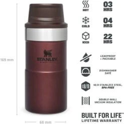 Stanley The Trigger-Action Travel Mug 250 Ml Wine -Koffie Thee Winkel stanley pmi classic trigger action thermosbeker 250 ml wine eigenschappen